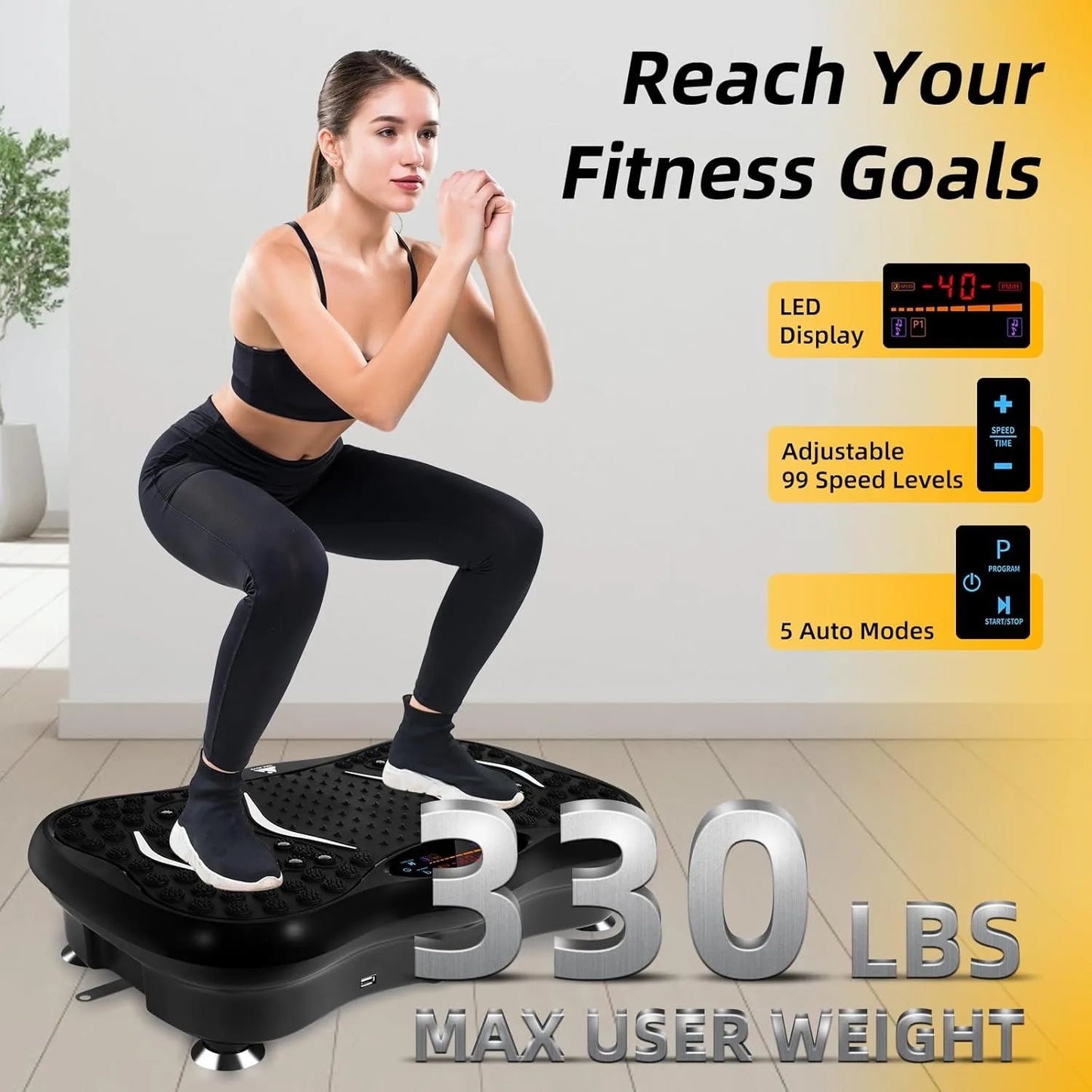 Vibration Plate Exercise Machine, Vibration Fitness Trainer with Bluetooth ,  Home Exercise Equipment for Fitness Body Toning