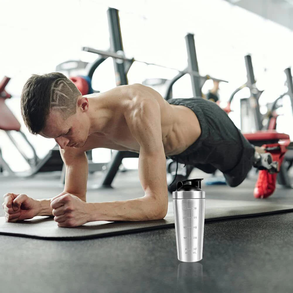 1 PCS Protein Bottle Leak-Proof Metal Shaker Cup Stainless Steel Mixer