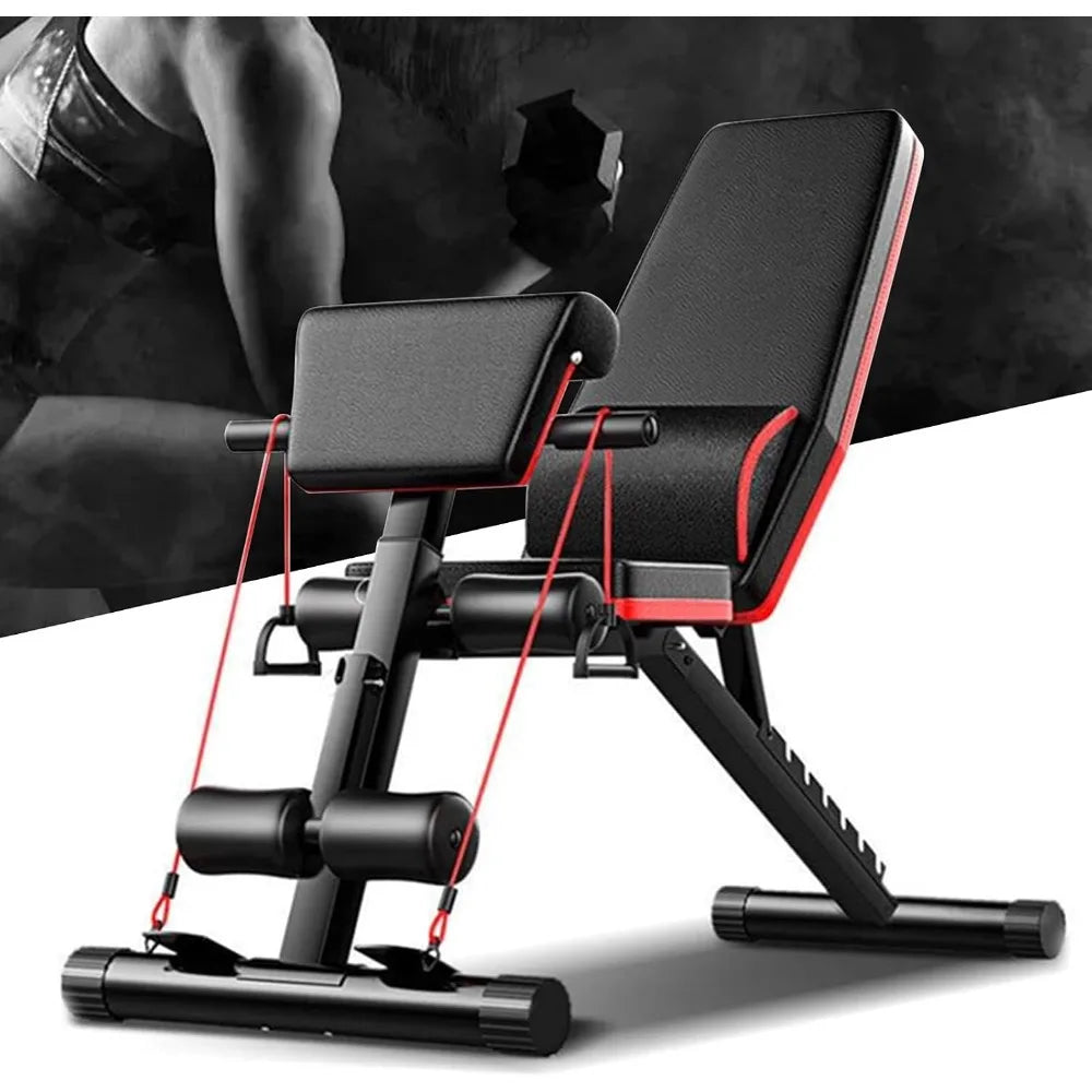 Foldable Adjustable Dumbbell Bench Leather Steel Stable Comfortable Adjustable Height 40-102cm 11kg Max Load 160kg