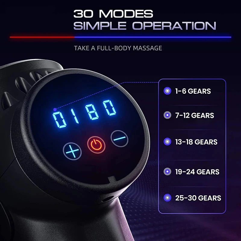 30 Level Massage Gun Fascia Deep Muscle Relax Body Neck Massager Electric Fitness Equipment Noise Reduction Male Female