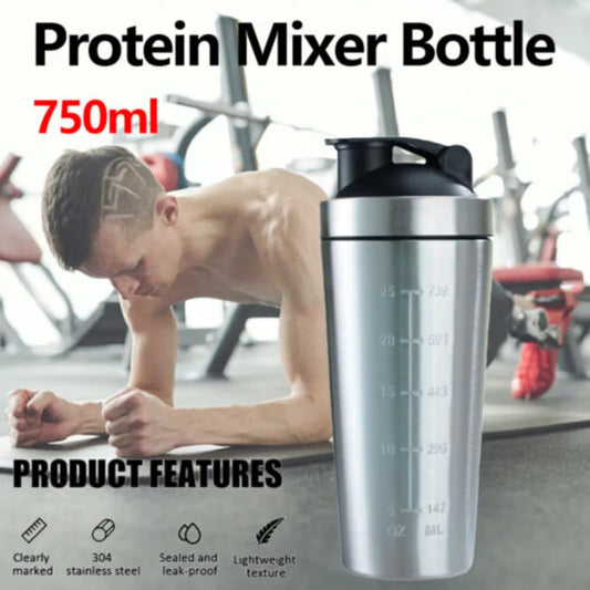 1 PCS Protein Bottle Leak-Proof Metal Shaker Cup Stainless Steel Mixer