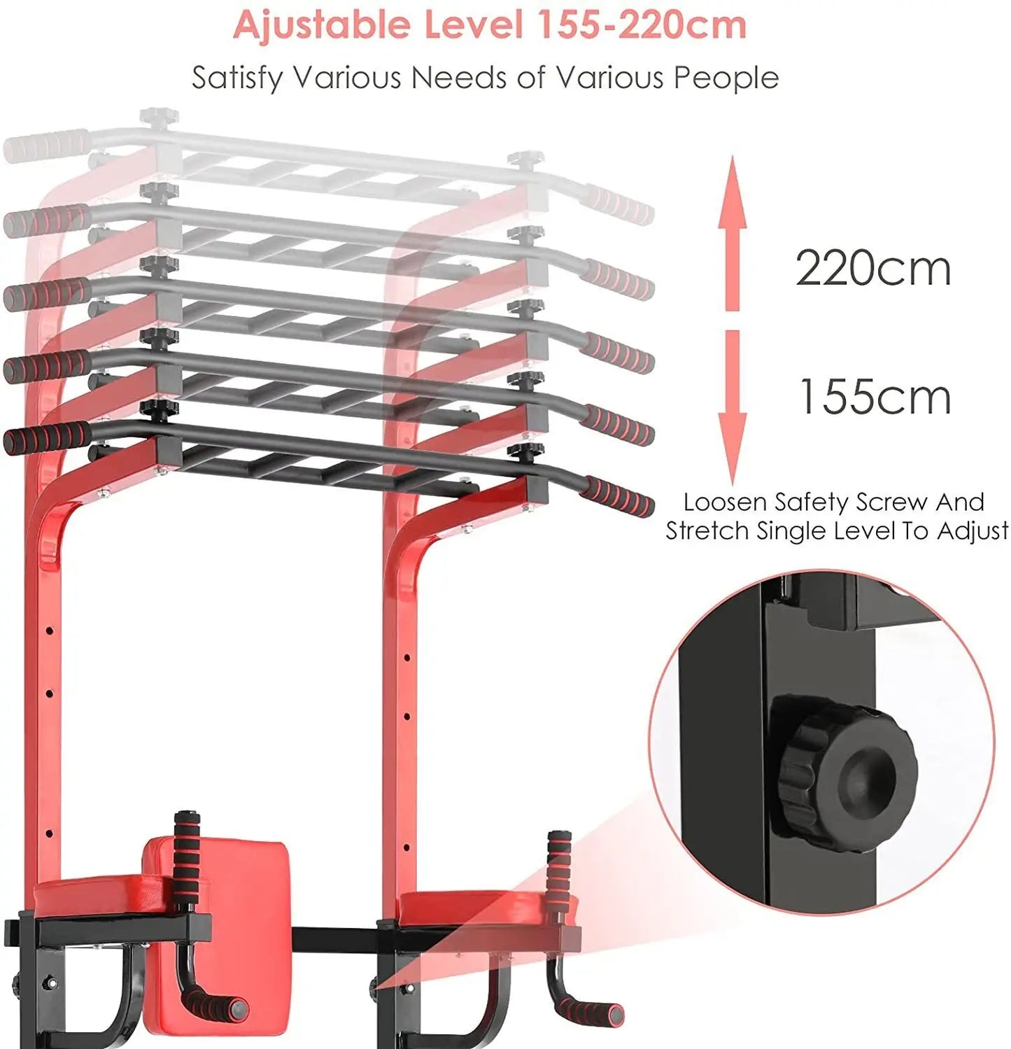 Power Tower Pull Up Bar Strength Bodybuilding Standing 200kg Workout Equipments Ultra-functional Dip Station Home Fitness