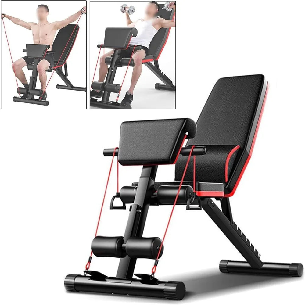 Foldable Adjustable Dumbbell Bench Leather Steel Stable Comfortable Adjustable Height 40-102cm 11kg Max Load 160kg