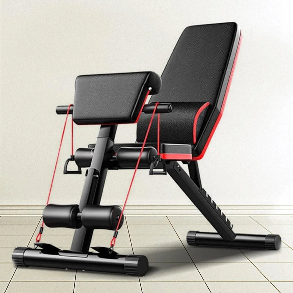 Foldable Adjustable Dumbbell Bench Leather Steel Stable Comfortable Adjustable Height 40-102cm 11kg Max Load 160kg