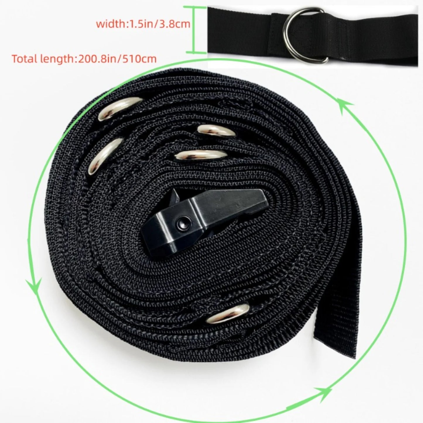 Multi Section Door Buckle Resistance Rope, 5-Loop Elastic Design, Ideal for Suspension Training, Fitness Equipment - 200inches/5