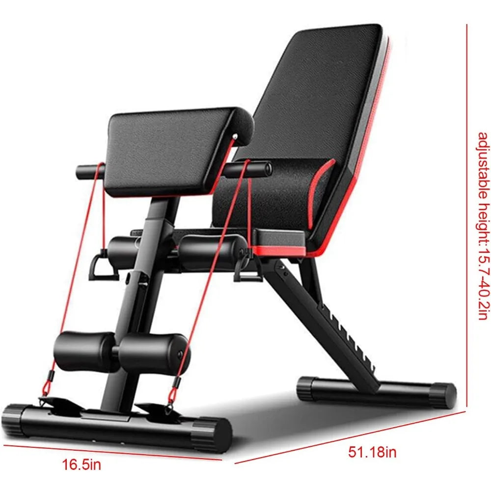 Foldable Adjustable Dumbbell Bench Leather Steel Stable Comfortable Adjustable Height 40-102cm 11kg Max Load 160kg